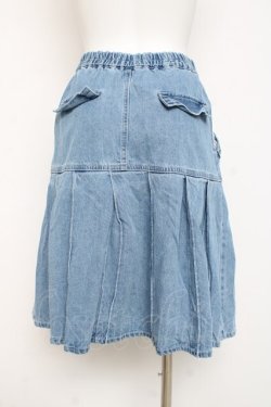 画像2: axes femme / リボン×プリーツデニムスカート  サックス Y-26-02-27-199-AX-SK-SZ-ZY