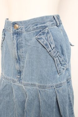 画像3: axes femme / リボン×プリーツデニムスカート  サックス Y-26-02-27-199-AX-SK-SZ-ZY