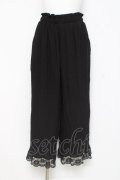 axes femme / 裾レース楊柳ワイドパンツ F 黒 Y-26-02-27-202-AX-PA-SZ-ZY