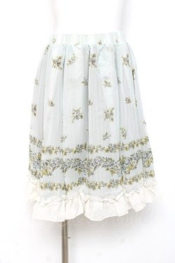 画像1: axes femme / ローズ&ストライププリントスカート  ミント Y-26-02-27-205-AX-SK-SZ-ZY