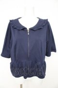 axes femme / フリル襟フレアジップパーカー F 紺 Y-26-02-27-033-AX-TO-SZ-ZY
