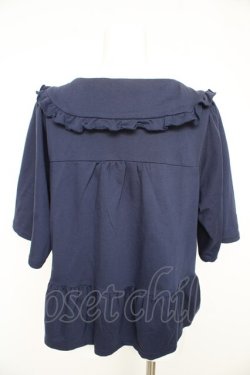 画像2: axes femme / フリル襟フレアジップパーカー F 紺 Y-26-02-27-033-AX-TO-SZ-ZY