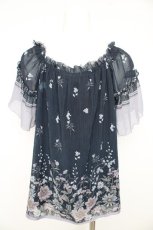 画像2: axes femme / アネモネ柄パイピングブラウス M 紺 Y-26-02-27-034-AX-BL-SZ-ZI (2)