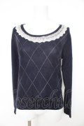 axes femme / アーガイル柄ニットプルオーバー  紺 Y-26-02-27-037-AX-TO-SZ-ZY