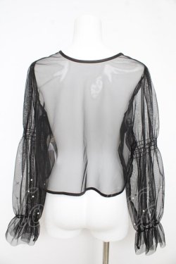 画像2: axes femme / パール付きチュールトップス F 黒 Y-26-02-27-040-AX-TO-SZ-ZY