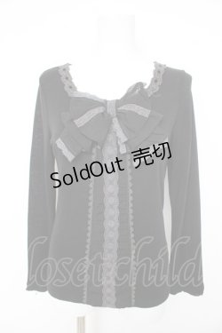 画像1: axes femme / ストライプBIGリボンカットソー  黒 Y-26-02-27-043-AX-TO-SZ-ZY