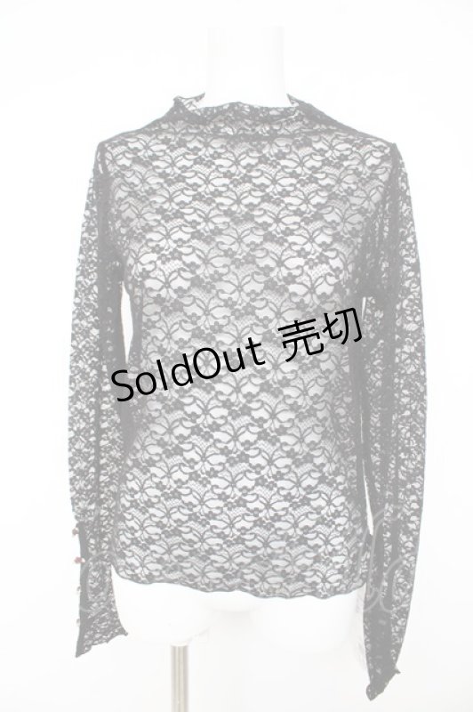 画像1: axes femme / プチローズレーストップス  黒 Y-26-02-27-045-AX-TO-SZ-ZY (1)