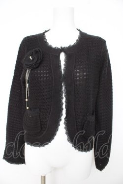 画像1: axes femme / コサージュ付きカーディガン  黒 Y-26-02-27-046-AX-TO-SZ-ZY