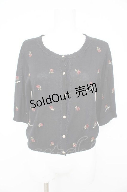 画像1: axes femme / 薔薇総刺繍サマーカーデ  黒 Y-26-02-27-047-AX-TO-SZ-ZI (1)