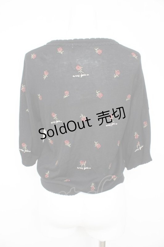 画像2: axes femme / 薔薇総刺繍サマーカーデ  黒 Y-26-02-27-047-AX-TO-SZ-ZI (2)