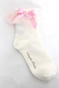 Angelic Pretty / プリンセスロゴクルー丈ソックス  シロ×ピンク Y-26-03-01-060-AP-ZA-IG-ZY