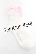 Angelic Pretty / プリンセスロゴクルー丈ソックス  シロ×ピンク Y-26-03-01-060-AP-ZA-IG-ZY