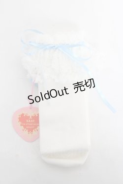 画像2: BABY, THE STARS SHINE BRIGHT / リボン通しレースハイソックス 22〜24 シロ×サックス Y-26-03-01-061-BA-ZA-IG-ZY