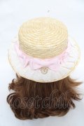 BABY, THE STARS SHINE BRIGHT / くみゃちゃんレース＆リボンのカンカン帽  ナチュラル×ピンク Y-26-03-01-075-BA-AC-IG-ZY