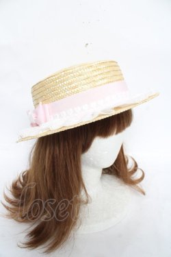 画像3: BABY, THE STARS SHINE BRIGHT / くみゃちゃんレース＆リボンのカンカン帽  ナチュラル×ピンク Y-26-03-01-075-BA-AC-IG-ZY