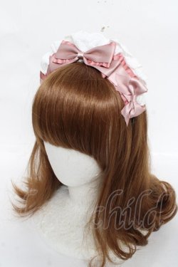 画像1: DearMyLove / コットンレースメイドカチューシャ  ピンク/ホワイト Y-26-03-01-082-EL-AC-SZ-ZY