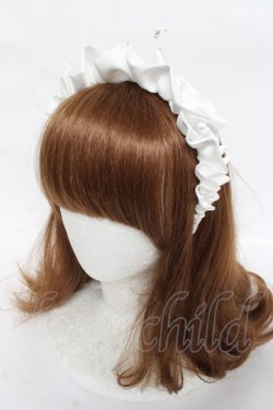 画像1: Fickle Bebe / サテンフリルカチューシャ  白 Y-26-03-01-085-0-AC-SZ-ZY