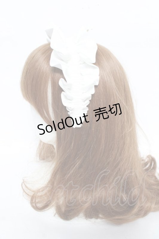 画像2: Fickle Bebe / サテンフリルカチューシャ  白 Y-26-03-01-085-0-AC-SZ-ZT639-F004 (2)