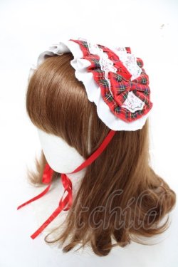 画像1: LOLITA / チェックヘッドドレス  赤 Y-26-03-01-092-LO-AC-SZ-ZY
