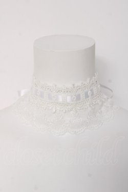 画像1: ATELIER PIERROT / 梯子レースチョーカー  ホワイト Y-26-03-01-008-EL-ZA-IG-ZY
