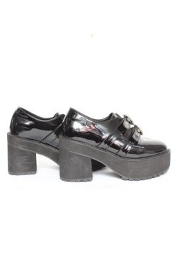 画像4: Bubbles / ダブルバックル厚底シューズ 23.5~24 黒 Y-26-03-01-121-CA-SH-SZ-ZY