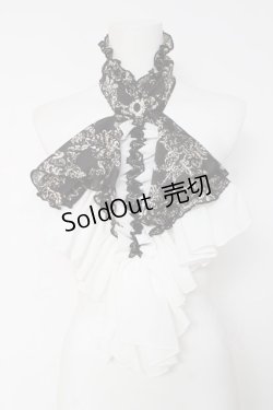 画像1: MARBLE / ゴシック調ボリュームドレープタイ  黒地白ゴシック柄×白 Y-26-03-01-014-GO-ZA-IG-ZY