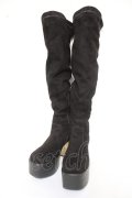 YOSUKE / ニーハイブーツ M 黒 Y-26-03-01-122-PU-SH-SZ-ZY
