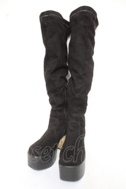 画像1: YOSUKE / ニーハイブーツ M 黒 Y-26-03-01-122-PU-SH-SZ-ZY