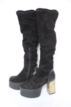 画像2: YOSUKE / ニーハイブーツ M 黒 Y-26-03-01-122-PU-SH-SZ-ZY