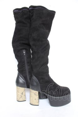 画像4: YOSUKE / ニーハイブーツ M 黒 Y-26-03-01-122-PU-SH-SZ-ZY