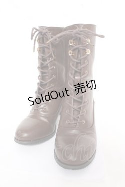 画像1: an another angelus / レトロヒールレースアップブーツ M ブラウン Y-26-03-01-123-CA-SH-SZ-ZY