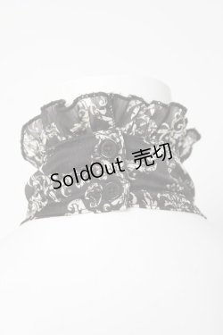 画像3: MARBLE / ゴシック調ボリュームドレープタイ  黒地白ゴシック柄×白 Y-26-03-01-014-GO-ZA-IG-ZY