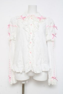 画像1: Angelic Pretty / リリカルバニーレースはしごリボン付け袖ブラウス  白 Y-26-03-01-131-AP-BL-SZ-ZY