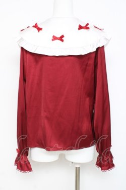画像2: axes femme kawaii / プチリボン配色ブラウス M 赤 Y-26-03-01-135-AX-BL-SZ-ZY