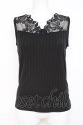 axes femme / 繊細レースタンク  黒 Y-26-03-01-140-AX-TO-SZ-ZY