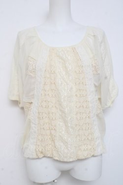 画像1: axes femme / フロントレーストップス  生成り Y-26-03-01-143-AX-TO-SZ-ZY