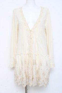 画像1: axes femme / 裾フラワー刺繍ロングカーディガン  生成り Y-26-03-01-146-AX-TO-SZ-ZY