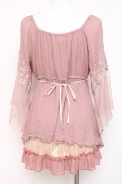 画像2: axes femme / 袖レーシーフェミニンブラウス M 淡ピンク Y-26-03-01-147-AX-BL-SZ-ZY