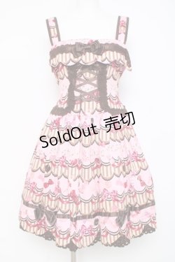 画像1: BABY, THE STARS SHINE BRIGHT / Bon-Bon Chocolat Dance Dance Dance柄カフェミルクジャンパースカート  ピンク Y-26-03-01-155-BA-OP-SZ-ZY