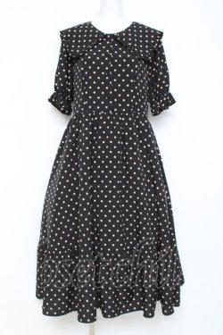 画像1: m petit by misako / 梨地水玉半袖ワンピース  黒 Y-26-03-01-160-LO-OP-SZ-ZY