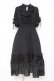 画像1: axes femme / カメオ付フレア袖ワンピース  黒 Y-26-03-01-161-AX-OP-SZ-ZY (1)