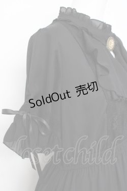 画像3: axes femme / カメオ付フレア袖ワンピース  黒 Y-26-03-01-161-AX-OP-SZ-ZY