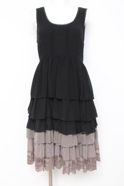 画像1: axes femme / グラデーションティアードワンピ  黒 Y-26-03-01-162-AX-OP-SZ-ZY