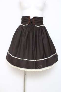 画像1: Blue rouge / コルセット風スカート  茶 Y-26-03-01-171-CA-SK-SZ-ZY