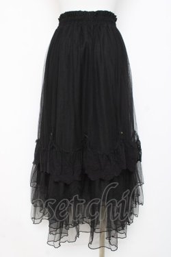 画像2: axes femme / ローズ付ドレープチュールスカート  黒 Y-26-03-01-172-AX-SK-SZ-ZY