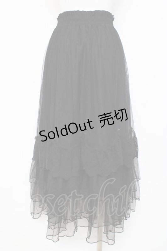 画像2: axes femme / ローズ付ドレープチュールスカート  黒 Y-26-03-01-172-AX-SK-SZ-ZY (2)