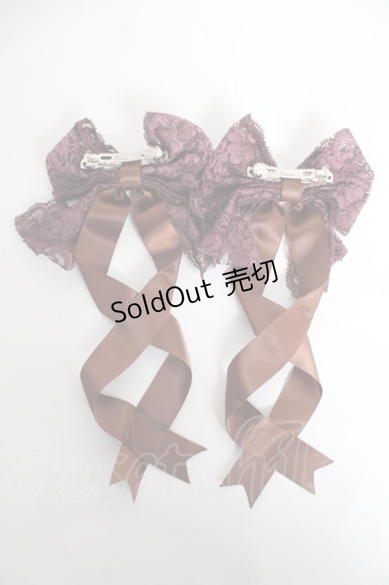 画像2: LOTUS ribbon / ツインテールリボンバレッタ  ブラウン Y-26-03-01-039-EL-ZA-SZ-ZT636-F004 (2)