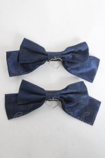 画像1: LOTUS ribbon / リボンバレッタ  紺 Y-26-03-01-041-EL-AC-SZ-ZT636-F005 (1)