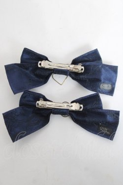 画像2: LOTUS ribbon / リボンバレッタ  紺 Y-26-03-01-041-EL-AC-SZ-ZY