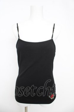 画像1: Ozz On / 薔薇刺繍キャミソール  黒 Y-26-03-03-048-OO-TO-SZ-ZY